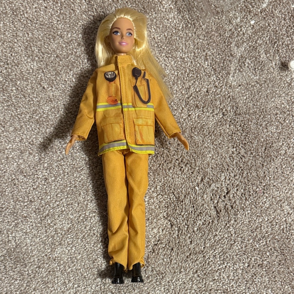 Barbie Mattel Firefighter Doll with Yellow Uniform